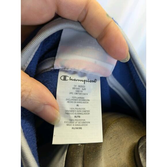 Champion Boys XL 18 - 20 Blue Fleece Full Zip Front Athletic Jacket Sweatshirt - Picture 8 of 8